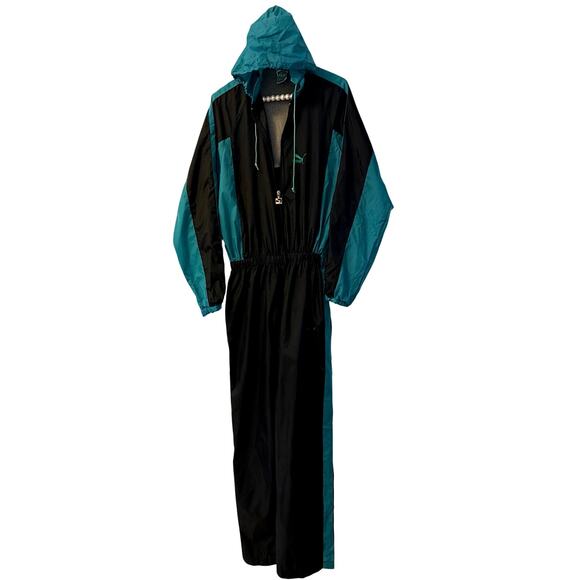 RARE Vintage 90s Puma Nylon Overalls Hooded size M - Picture 2 of 8
